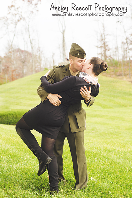 us marine dipping and kissing wife, quantico couples photographer