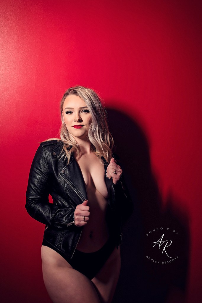 Portfolio image of the red room during a boudoir session